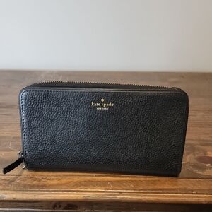Kate Spade Bi Fold & Zip Around Black Leather Wallet EUC!!